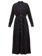 Matchesfashion.com Holiday Boileau - Texan Button Front Suede Shirtdress - Womens - Navy
