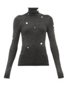 Matchesfashion.com Christopher Kane - Crystal Embellished Roll Neck Lam Sweater - Womens - Dark Grey