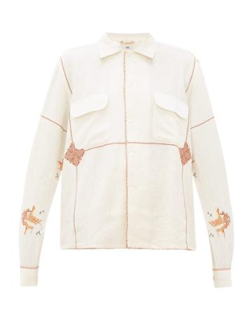 Matchesfashion.com Bode - Mayflower Havana Embroidered Linen Blend Shirt - Womens - White