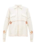 Matchesfashion.com Bode - Mayflower Havana Embroidered Linen Blend Shirt - Womens - White