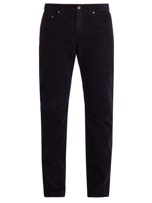 Matchesfashion.com Bottega Veneta - Straight Leg Corduroy Trousers - Mens - Dark Navy