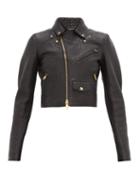 Matchesfashion.com Bottega Veneta - Cropped Tumbled-leather Biker Jacket - Womens - Black