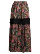 Matchesfashion.com No. 21 - Floral Print Cotton Skirt - Womens - Black Multi