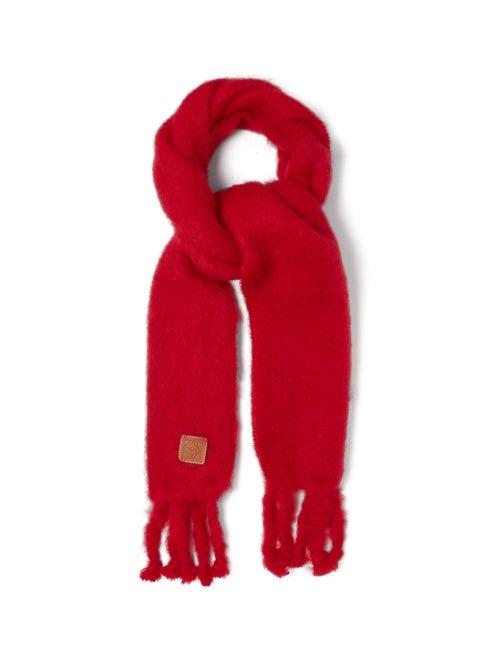 Matchesfashion.com Loewe - Anagram-patch Oversized Mohair-blend Scarf - Womens - Red