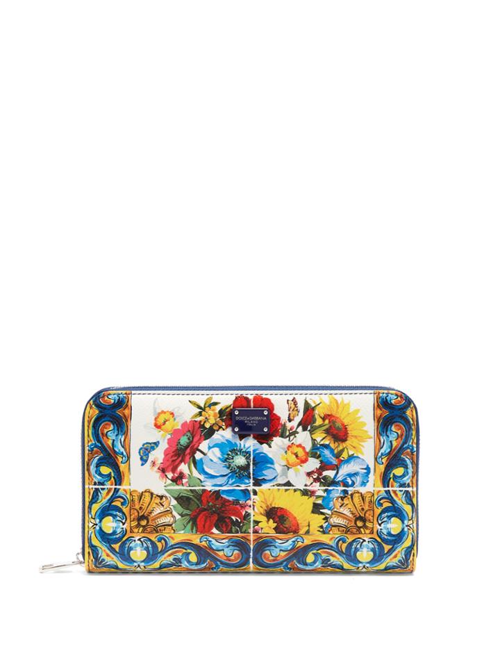 Dolce & Gabbana Majolica-print Leather Zip-around Wallet