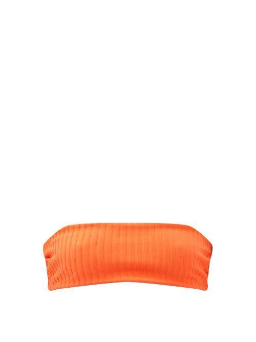 Matchesfashion.com Solid & Striped - The Annabelle Reversible Bandeau Bikini Top - Womens - Orange Multi