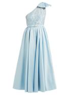 Matchesfashion.com Alessandra Rich - Crystal Bodice One Shoulder Cotton Blend Gown - Womens - Light Blue