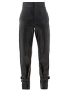 Matchesfashion.com Bottega Veneta - Tied-cuff Leather Wide-leg Trousers - Womens - Black
