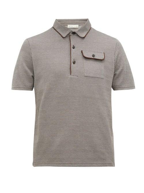 Matchesfashion.com Etro - Geometric Jacquard Knit Cotton Polo Shirt - Mens - Brown Multi