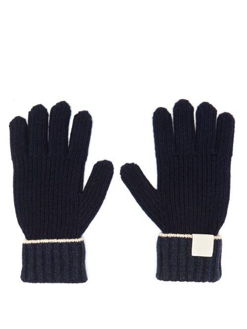 Loewe - Anagram-patch Wool Gloves - Mens - Navy