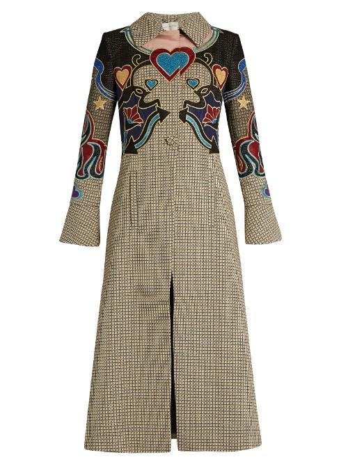 Mary Katrantzou Oliver Cowboy-appliqu Hound's-tooth Coat