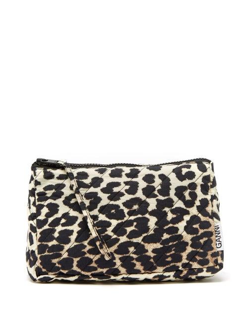 Ganni - Leopard-print Organic-cotton Wash Bag - Womens - Leopard