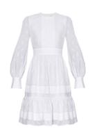 Matchesfashion.com Erdem - Suzette Floral-embroidered Poplin Tiered Dress - Womens - White