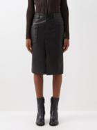 Petar Petrov - Rima Front-slit Leather Skirt - Womens - Black