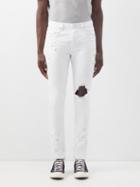 Purple Brand - P001 Splatter-print Distressed Slim-leg Jeans - Mens - White
