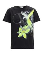 Matchesfashion.com Valentino - Jungle Parrot-print V-logo Cotton T-shirt - Mens - Black