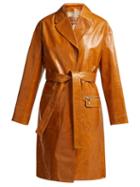 Matchesfashion.com Yves Salomon - Belted Patent Leather Coat - Womens - Brown