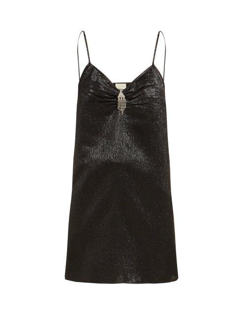 Matchesfashion.com Gucci - Crystal Embellished Silk Blend Top - Womens - Black