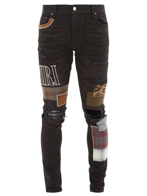 Matchesfashion.com Amiri - Patchwork Slim Leg Jeans - Mens - Black