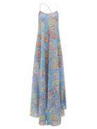 Matchesfashion.com Etro - Crossover-strap Paisley-print Silk Maxi Dress - Womens - Blue Print