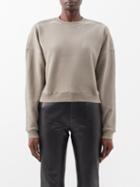 Saint Laurent - Cropped-hem Cotton-jersey Sweatshirt - Womens - Grey