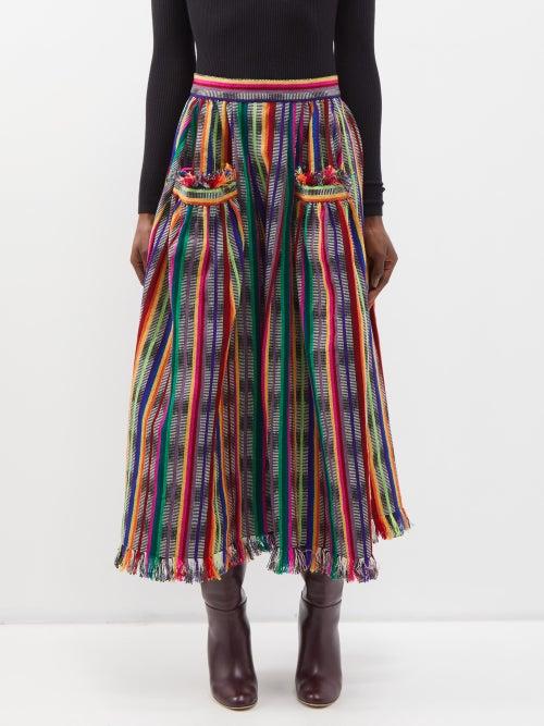 Wiggy Kit - Gaucho Tassel-trimmed Hand-loomed Skirt - Womens - Multi