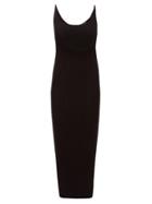 Matchesfashion.com Paco Rabanne - Scoop Neck Ribbed Jersey Cotton Blend Midi Dress - Womens - Black