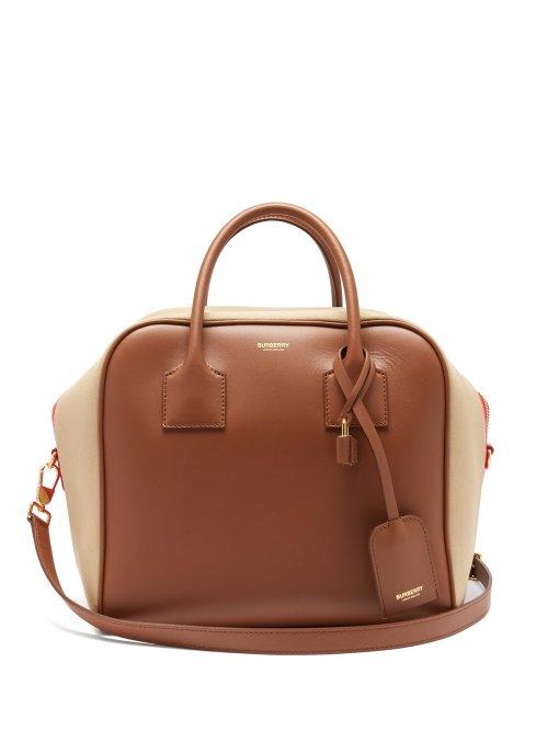 Matchesfashion.com Burberry - Cube Medium Leather Bowling Bag - Womens - Tan Multi