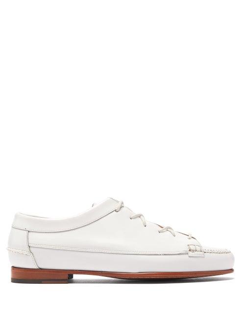 Matchesfashion.com Hereu - Priega Lace Up Leather Moccassins - Womens - White