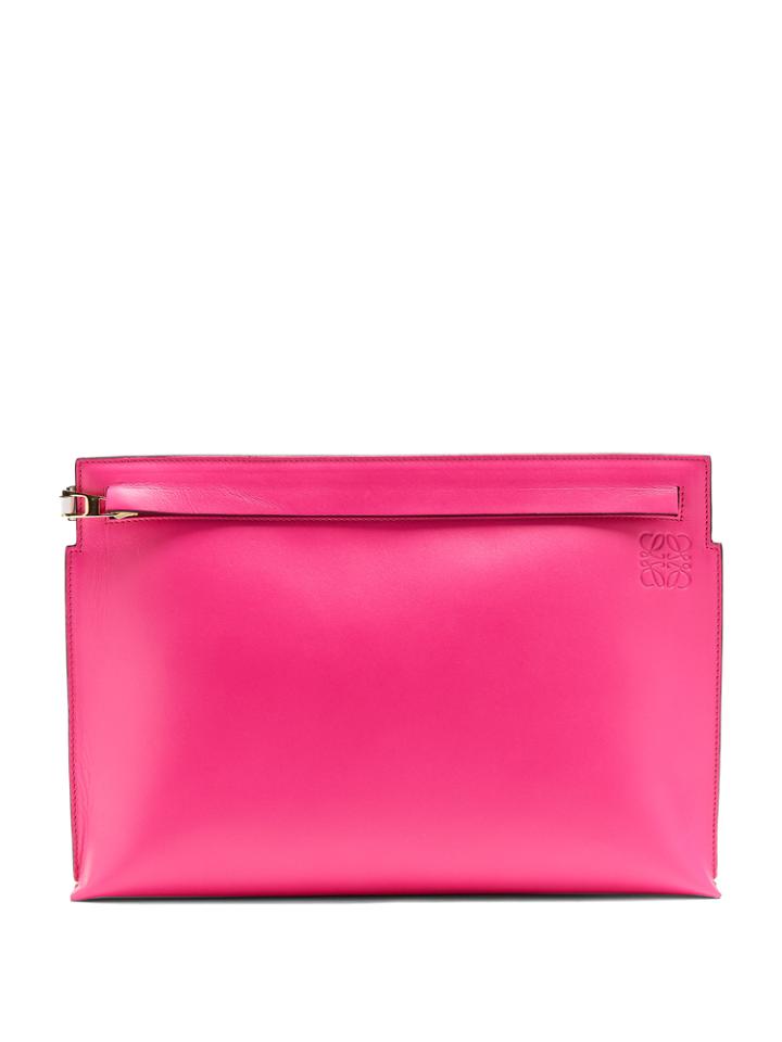 Loewe T Contrast-panel Leather Pouch