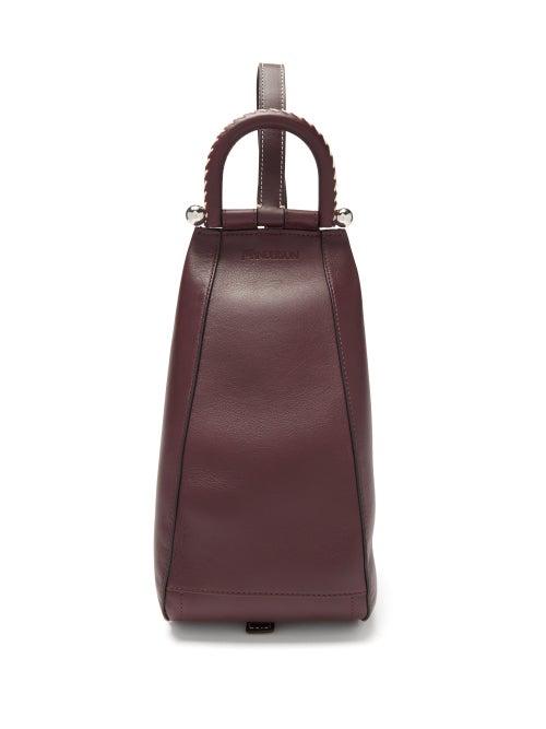 Ladies Bags Jw Anderson - Wedge Small Leather Shoulder Bag - Womens - Burgundy