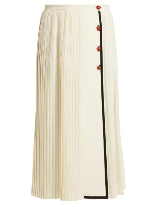 Matchesfashion.com Gucci - Gardenia Pleated Wool Crepe Skirt - Womens - White