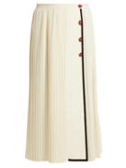 Matchesfashion.com Gucci - Gardenia Pleated Wool Crepe Skirt - Womens - White