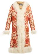 Matchesfashion.com Zazi Vintage - Suzani Embroidered Shearling Lined Coat - Womens - Red White