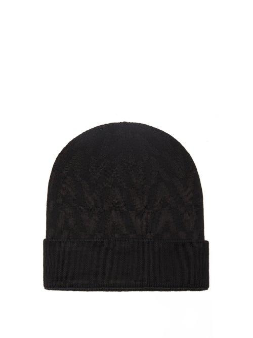 Valentino Garavani - V-logo Wool-blend Beanie Hat - Mens - Black