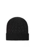 Valentino Garavani - V-logo Wool-blend Beanie Hat - Mens - Black