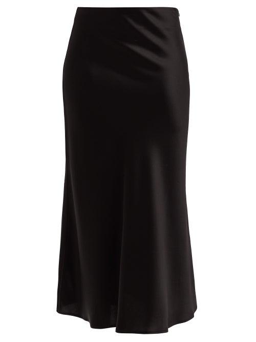 Matchesfashion.com Galvan - Valetta Satin Midi Skirt - Womens - Black