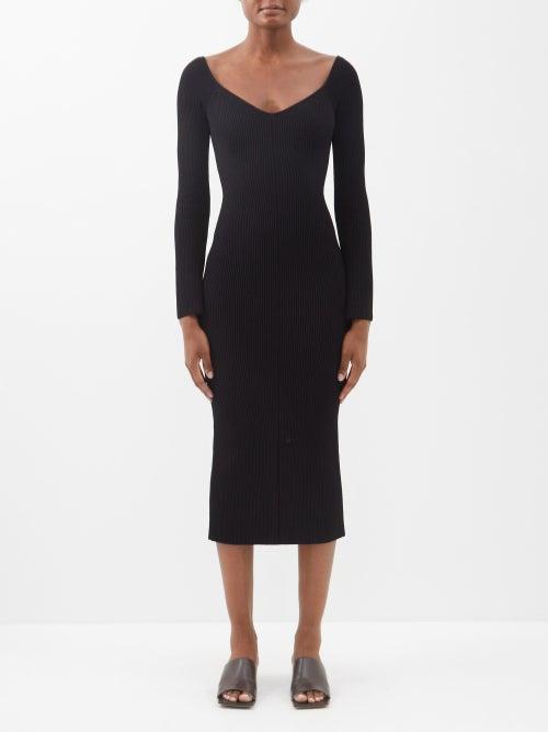 Khaite - Bridgit Scoop-neck Ribbed-jersey Dress - Womens - Black