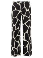 Matchesfashion.com Valentino - 1966 Giraffe-print Wool-blend Trousers - Womens - Black White