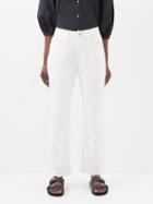 Staud - Noemie Broderie-anglaise Cotton Trousers - Womens - White