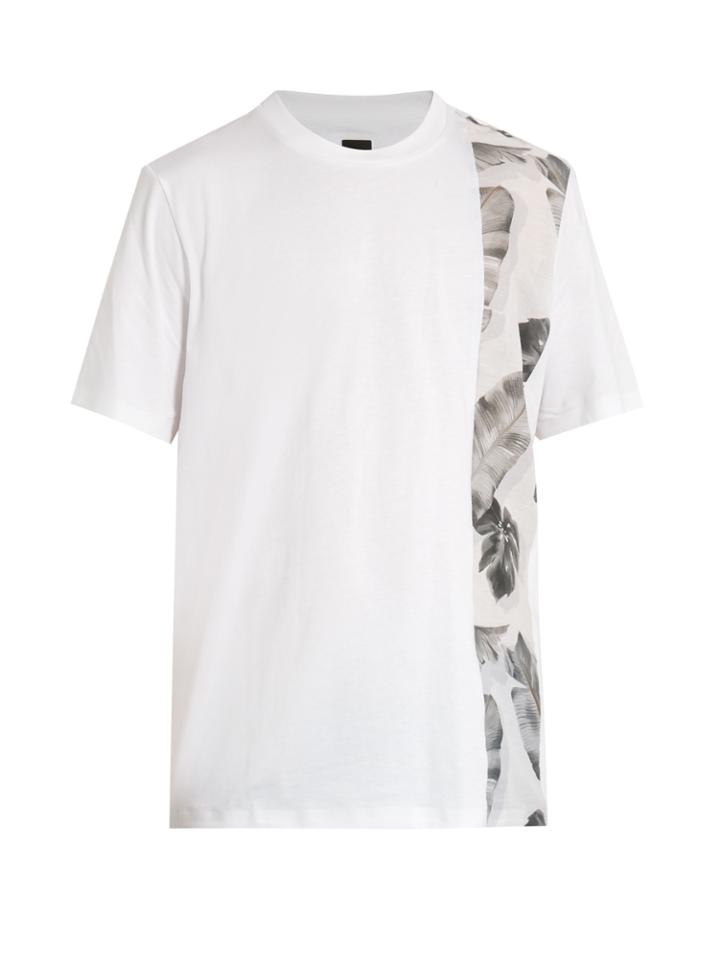 Oamc Tropic-print Panel Cotton T-shirt