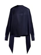 Matchesfashion.com The Row - Asta Balloon Sleeve Satin Top - Womens - Navy