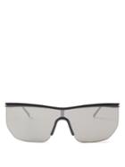 Saint Laurent - Flat-top Mirrored Sunglasses - Womens - Black Silver