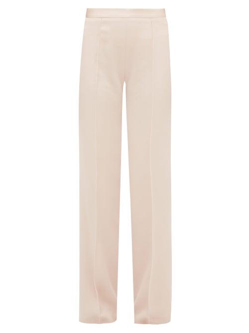 Matchesfashion.com Pallas Paris - Clair Satin-striped Crepe Trousers - Womens - Light Pink