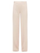 Matchesfashion.com Pallas Paris - Clair Satin-striped Crepe Trousers - Womens - Light Pink