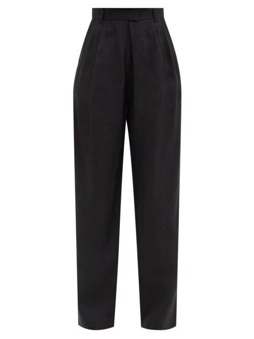 Matchesfashion.com Mara Hoffman - Eldora High-rise Hemp-twill Tailored Trousers - Womens - Black