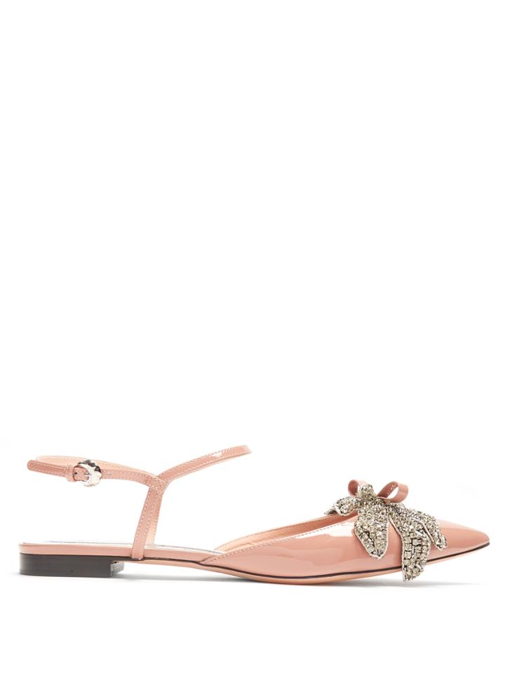 Rochas Crystal-embellished Patent-leather Flats