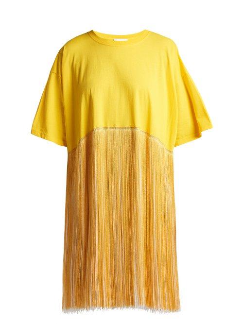Matchesfashion.com Raey - Fringed Cotton Jersey Dress - Womens - Yellow