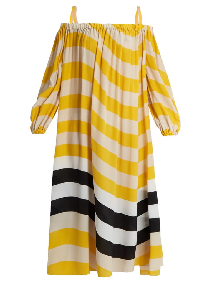 Fendi Wave-print Off-the-shoulder Kaftan