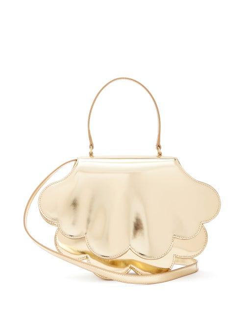 Matchesfashion.com Simone Rocha - Flower Bean Patent Leather Clutch Bag - Womens - Gold